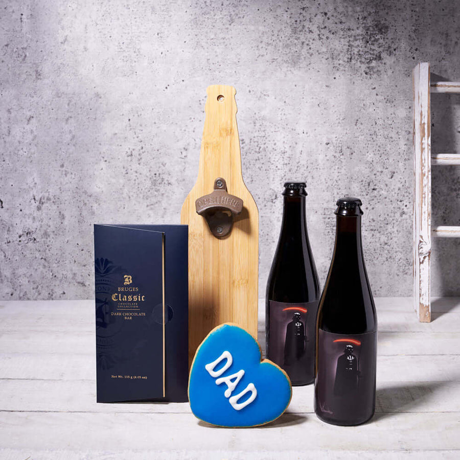 Dad's Chocolate & Beer Delight Set, father's day gift baskets, gourmet gifts, gifts, beer, chocolate, cookie