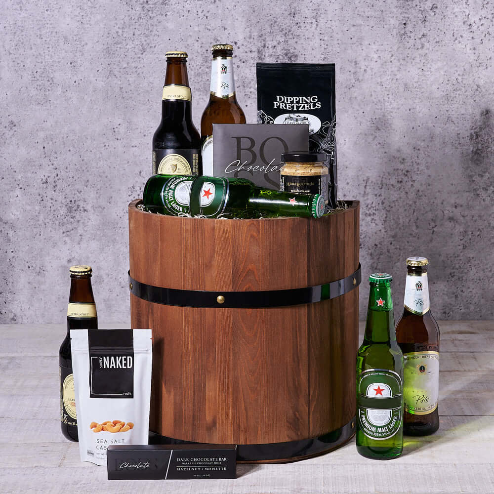 Barrel of Beer Gift Basket, gourmet gift, beer gift set, father's day gift, St. Patrick's day gift