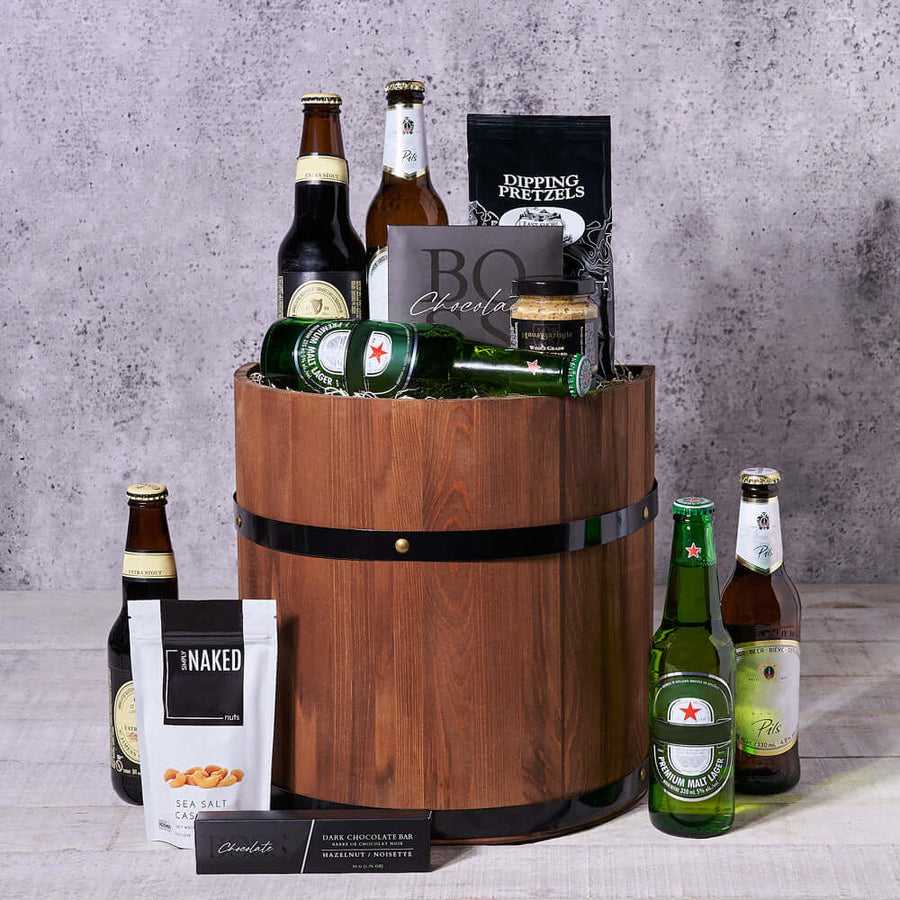Barrel of Beer Gift Basket, gourmet gift, beer gift set, father's day gift, St. Patrick's day gift