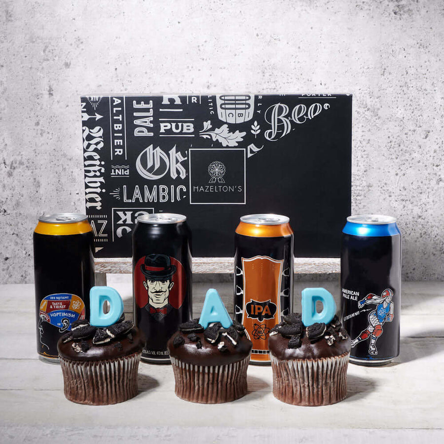 Dad's Beer and Cupcakes Gift Set, father's day gift baskets, gourmet gifts, gifts, beer