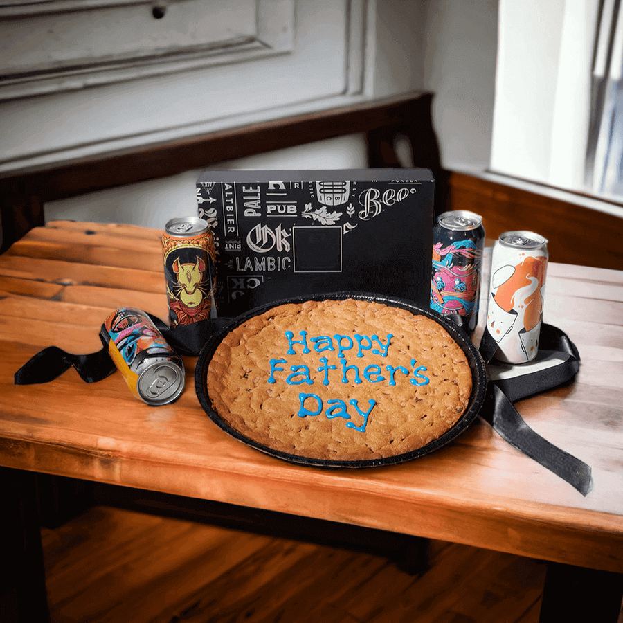 Featuring four Canadian Craft beers in a four-beverage box for presentation and a giant cookie that says, Happy Father's Day, this gift has just what dad wants this holiday weekend.