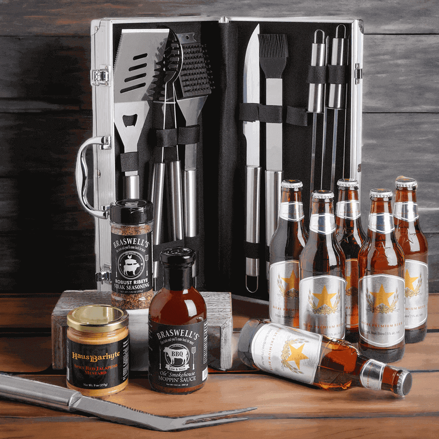 The BBQ Essentials Beer Gift Set – beer gift baskets – US delivery - Good 4  You Gift Baskets USA